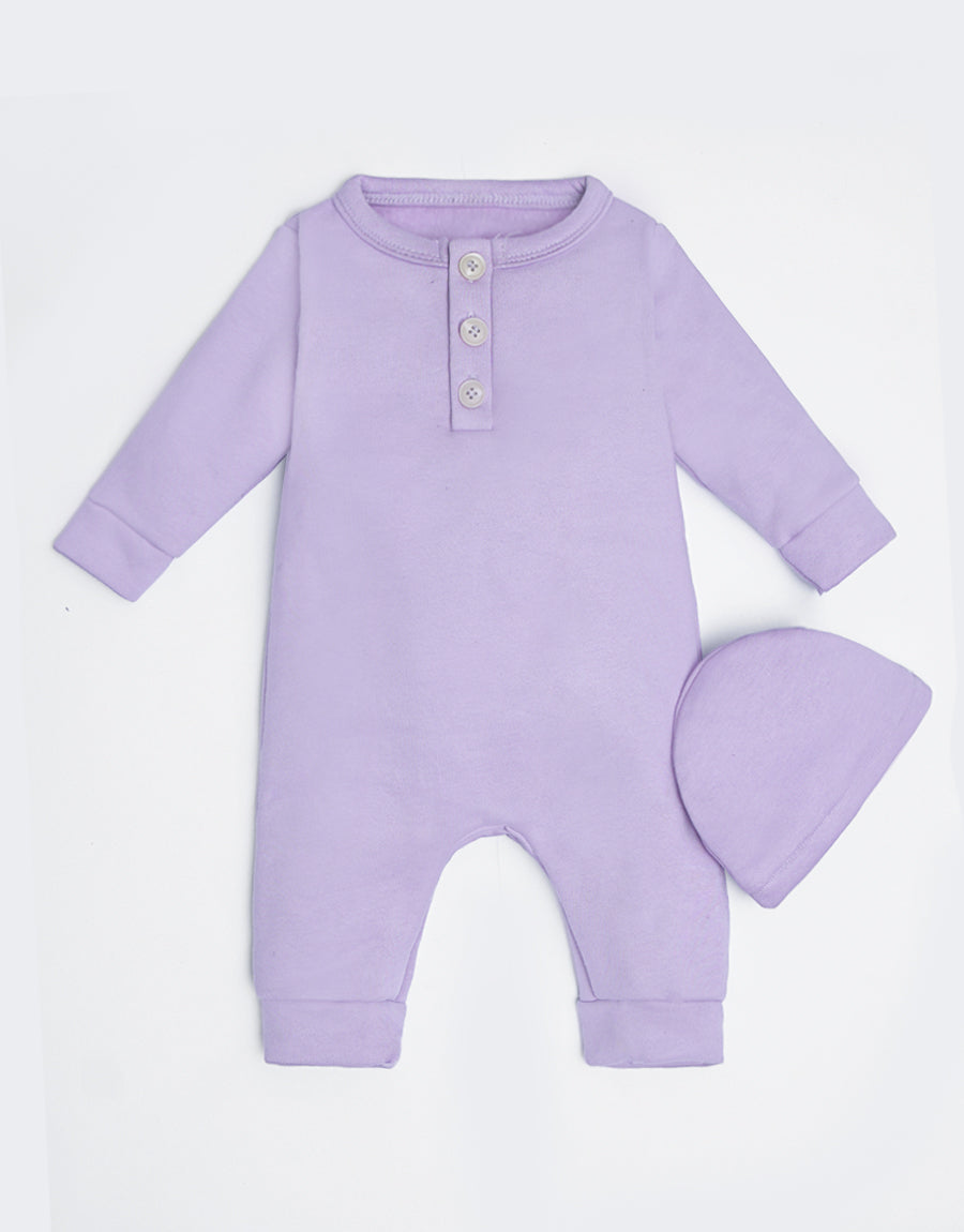 Lavander Button Romper