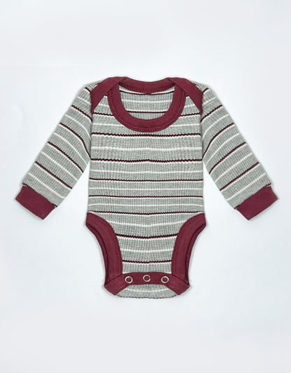 Maroon Stripped Bodysuit, Pajama, and Bib Set