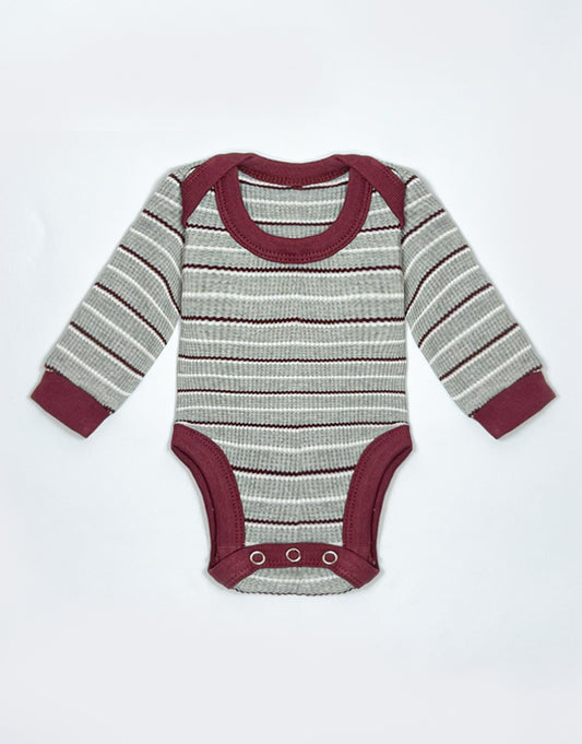 Maroon Stripped Bodysuit, Pajama, and Bib Set