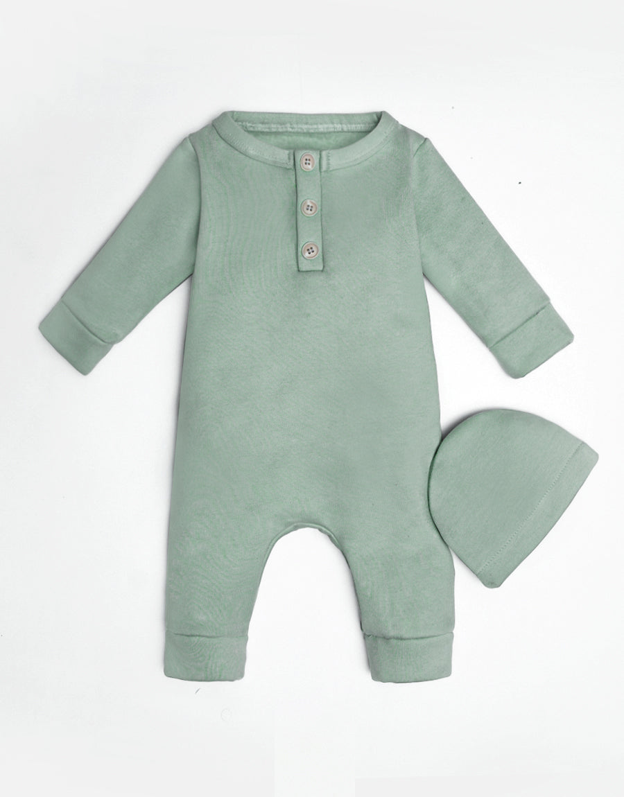 Sage Button Romper