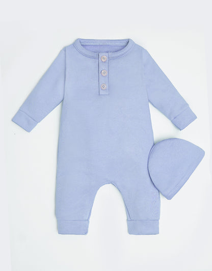 Sky Blue Button Romper