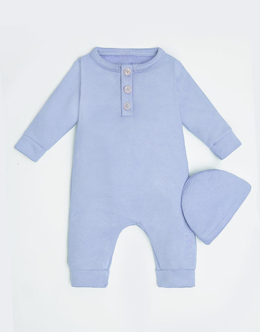 Sky Blue Button Romper